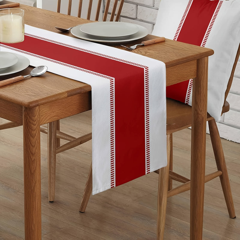 1 Pieza, Camino De Mesa Rojo, Camino De Mesa A Rayas De Granja, Antideslizante, Bufandas De Tocador, Camino De Mesa Decorativo, Para Cocina, Comedor, Mesa De Centro, Vacaciones, Fiesta, Boda
