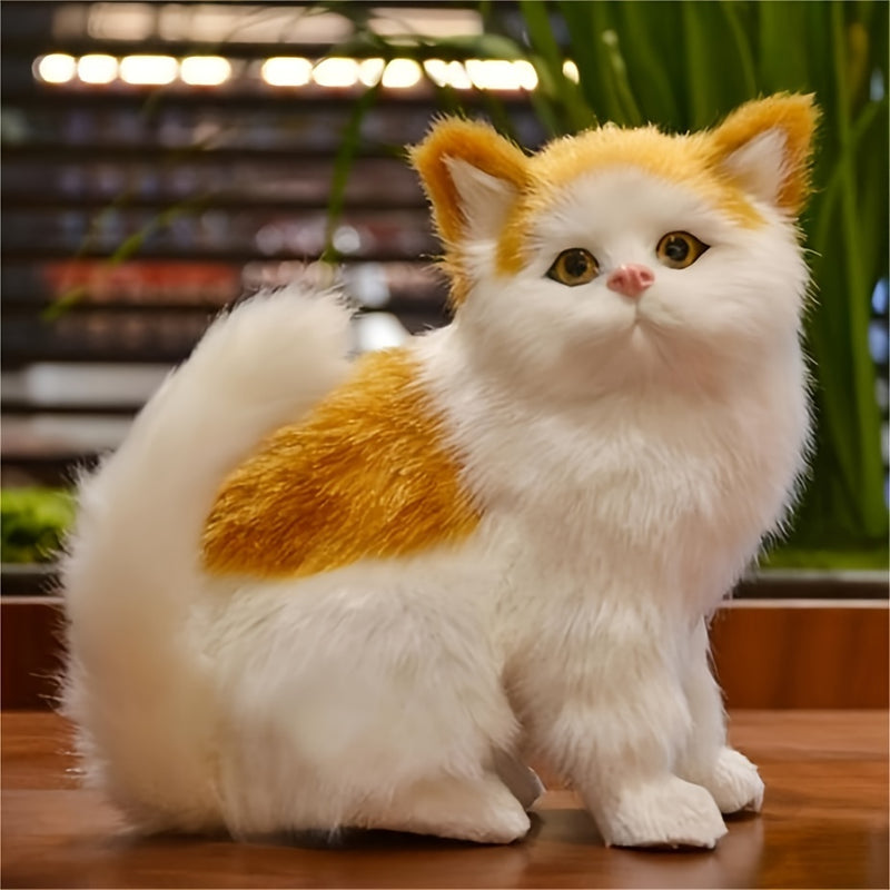 Encantadora Figura de Gato Hecha a Mano - Decoración de Mascota Realista de Pie, Perfecta para el Hogar y la Oficina, Idea de Regalo Única, Ocasión de Año Nuevo, Tema de Anime