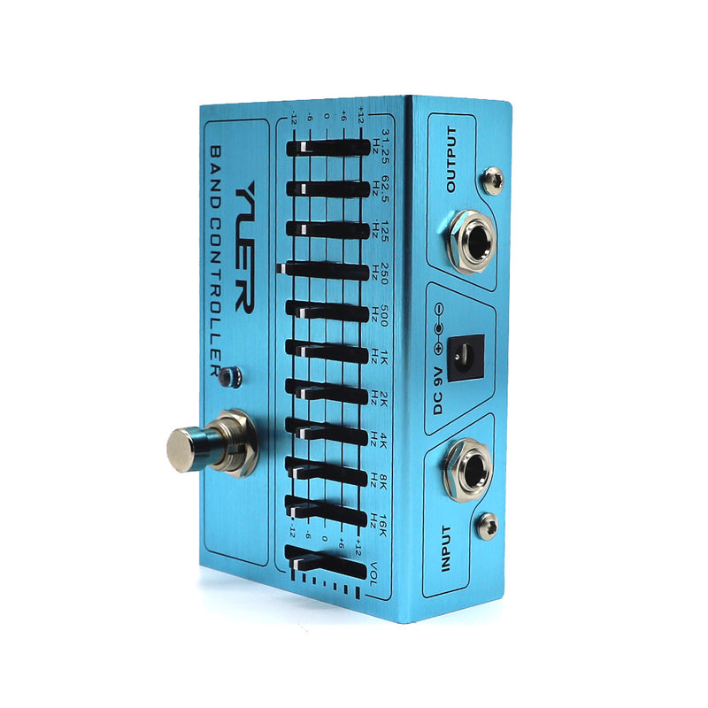 Pedal de Ecualizador de 10 Bandas para Guitarra y Bajo con True Bypass, Efectos de 31.25Hz a 16kHz