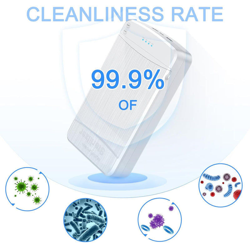 Caja de limpieza portátil para herramientas de uñas con luz azul, esterilizador USB para manicura, pedicura, pinzas, tijeras y suministros de salón, estuche plástico compacto sin pantalla, alimentado por USB para el hogar, recolector de polvo de uñas, eq