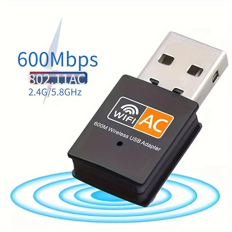 Adaptador de red WiFi de doble banda 2.4G y 5.8G Trolinktek, 600Mbps de alta velocidad, alimentado por USB, compatible con Windows/Mac, chip 8811, control por aplicación, compatible con SmartThings, accesorio de red inalámbrica | Diseño compacto y elegan