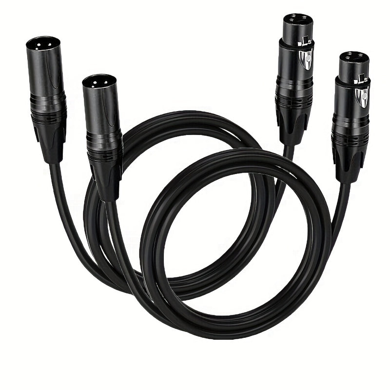 2pcs Cables de Micrófono XLR - Macho a Hembra, Cable de Altavoz Balanceado de 3 Pines con Conductores de Cobre Duraderos para Mezcladores, Altavoces, Estaciones de Radio y Podcasts