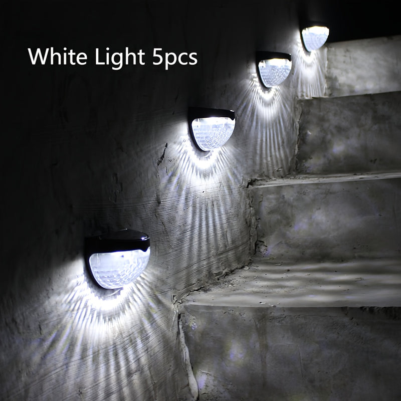 Luces Solares de Valla Semicircular de 6LED para Exteriores y Luz Nocturna de Sombra en Blanco y Negro, Lámpara de Pared en Forma de Gota de Agua para Escaleras 5pcs, 8pcs