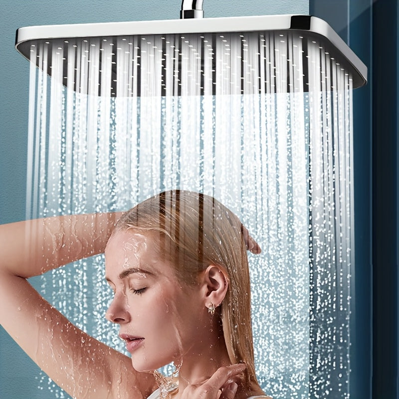 Cabezal de ducha de lluvia de lujo, montaje en pared de alta presión, diseño rectangular clásico, instalación fácil, acabado de pintura elegante, no necesita electricidad, ideal para una experiencia de baño premium, regalo perfecto para Navidad/Halloween