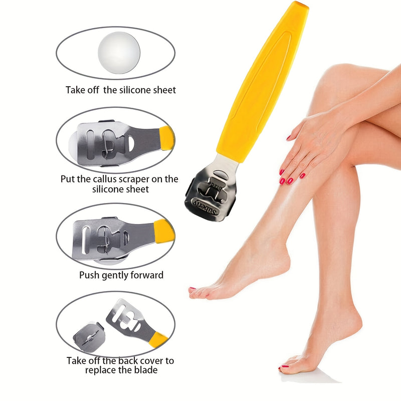 Set de exfoliador de pies multiusos, removedor de callos manual, exfoliante de piel muerta, kit de herramientas para pedicura para adictos a los tacones altos, bailarines, deportistas, meseros, mujeres, hombres, ancianos, maestros - Plástico, sin perfume