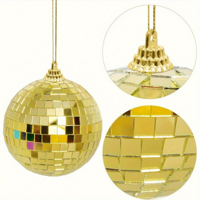 15 piezas de juego de pelotas de disco doradas - Tamaños variados para fiestas, cumpleaños y decoración del hogar - Vidrio espejo brillante, reflectante, resistente a la rotura y reutilizable - Perfecto para DJs y celebraciones festivas, decoraciones de
