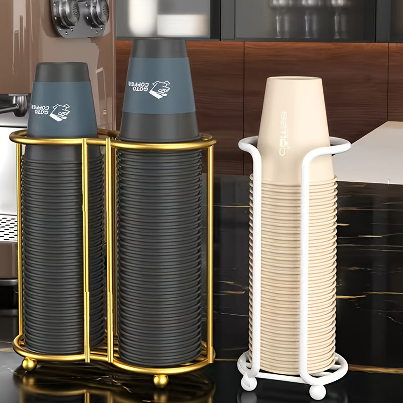 Soporte para vasos desechables de lujo ligero, organizador de vasos de acrílico, soporte doble para tazas, para hogar y comedor