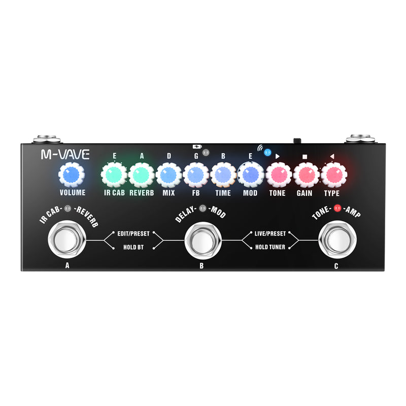 TM-VAVE Pedal de Efectos Portátil para Guitarra - Procesador Multi-Efectos Todo en Uno con USB, Afinador Integrado, 9 Modelos IR Cab, Reverb/Delay/Chorus - Tablero Compacto para Guitarra Eléctrica y Bajo, Uso Doméstico/Estudio/Vivo - , Pedal de Efectos M