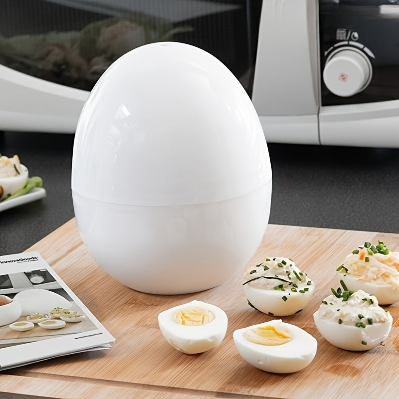 Cocedor de Huevos para Microondas de 4 Huevos - Compacto, Fácil de Usar, Utensilio de Cocina para Huevos Duros o Blandos, Apto para Lavavajillas, Ahorro de Tiempo, Forma de Huevo