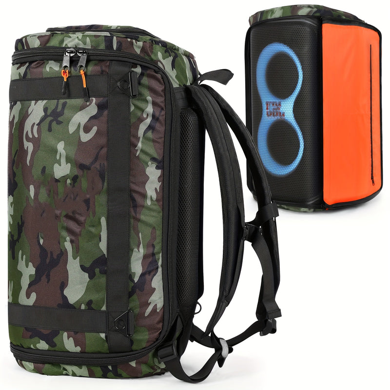 Mochila para Altavoz Inalámbrico JBL PartyBox 120 Camuflaje - Resistente, Transpirable con Correas Ajustables y Ventana Transparente para Acceso Fácil