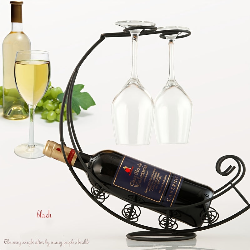 1 pieza, soporte de vino, soporte de copas de vino, soporte de vino rojo, soporte de copas de vino rojo de arte de hierro, adorno moderno de soporte de vino para el hogar