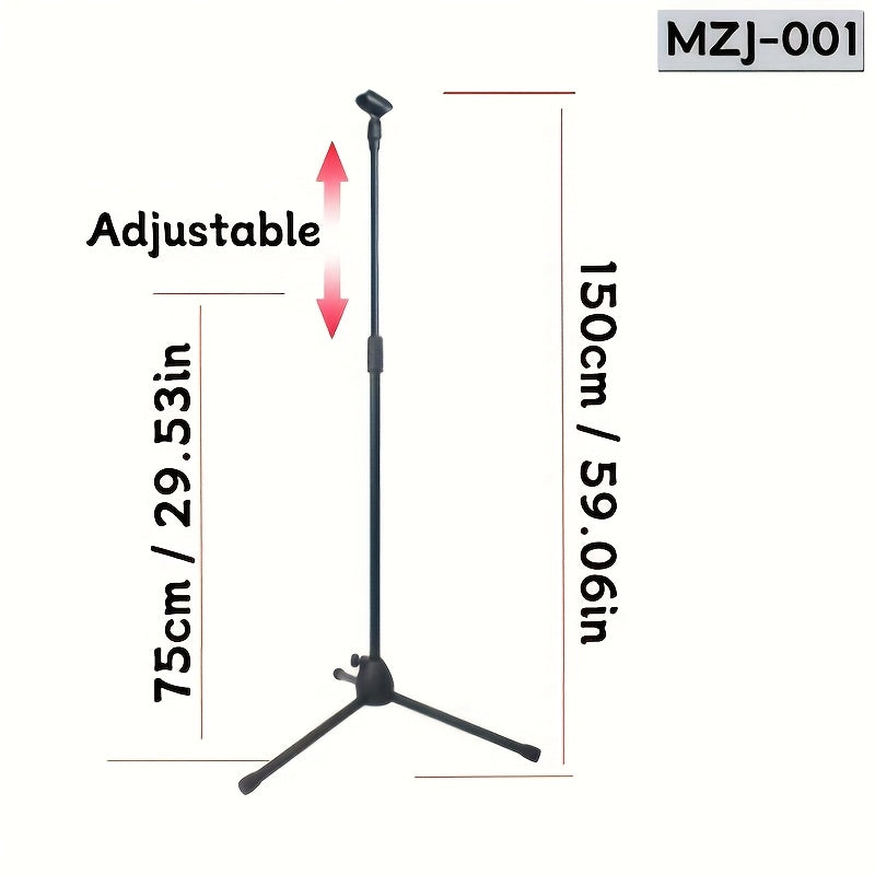 Soporte de Micrófono Profesional de Trípode Resistente con Altura Ajustable, Base Robusta - Para Estudio en Casa, Escenario En Vivo, Podcasts, Grabación, Karaoke, Oficina - Compatible con Micrófonos Dinámicos/Condensadores (), Soporte Versátil para Micro
