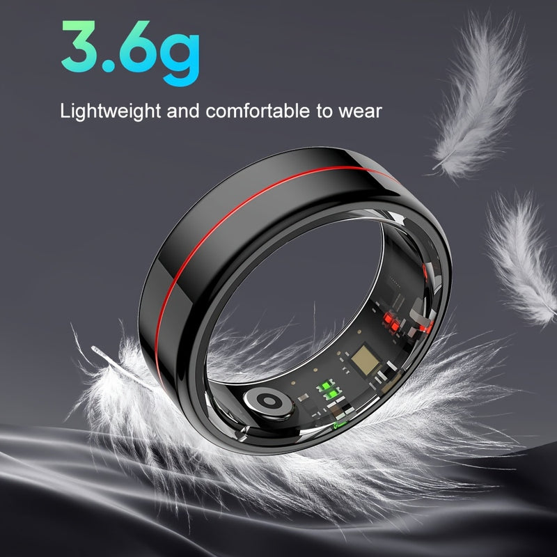 Anillo Inteligente Youth Demon - 5ATM de Alta Calidad con Control Táctil, Diseño Ligero y Modos Deportivos para Negocios, Fitness - Batería Magnética Recargable, Elegante con Detalles Rojos - Regalo Ideal para Entusiastas Tecnológicos