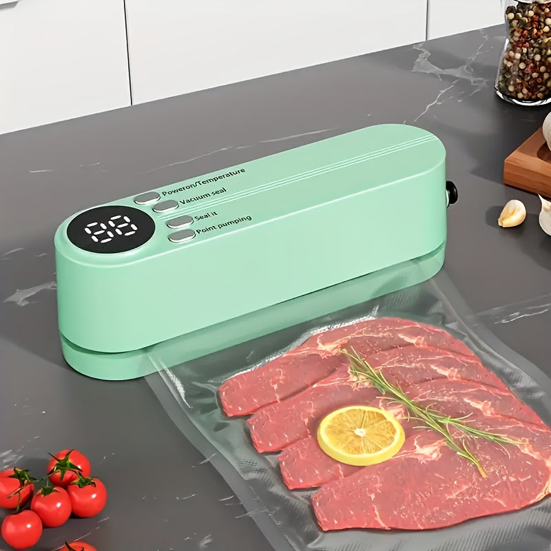 Sellador de vacío automático portátil con función de sellado de snacks - Batería de litio recargable por USB de 1200mAh, ideal para almacenamiento de alimentos a largo plazo para cocina, pícnic al aire libre y más, sella carnes, frutas y verduras, máquin