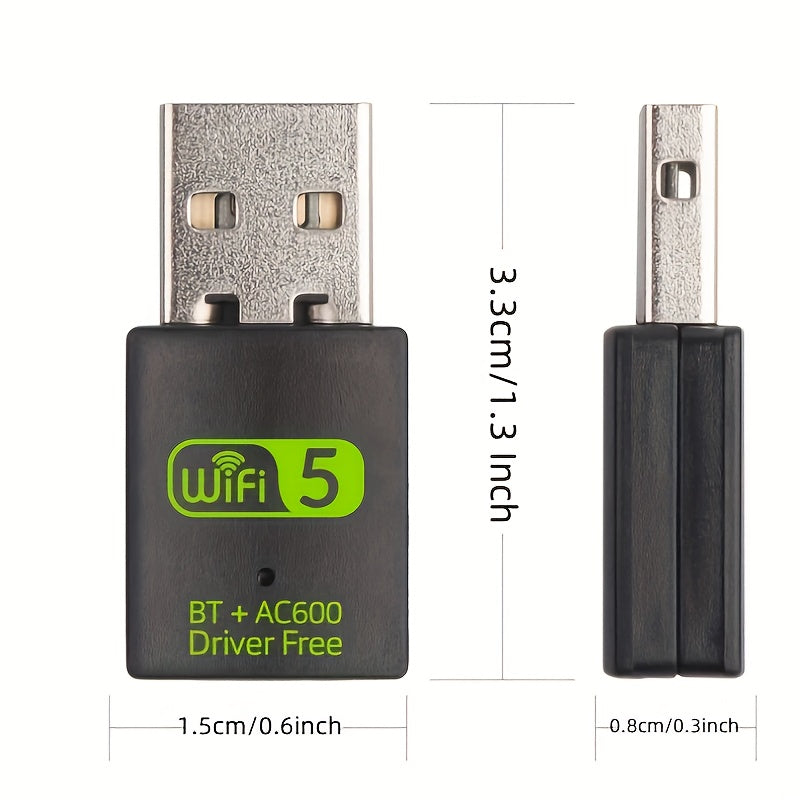 Adaptador WiFi inalámbrico USB de doble banda 600Mbps, receptor externo de red inalámbrica 2.4/5Ghz, mini dongle WiFi para PC/laptop/escritorio