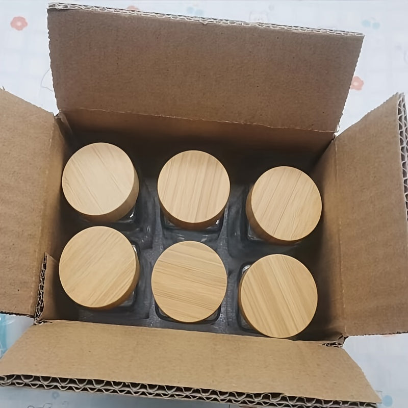 6, 12, 18 o 24 frascos cuadrados de vidrio para especias de 4 oz con tapa de bambú o aluminio, dispensador de polvo con agujeros, empaque de espuma perlada, ideal para barbacoa al aire libre