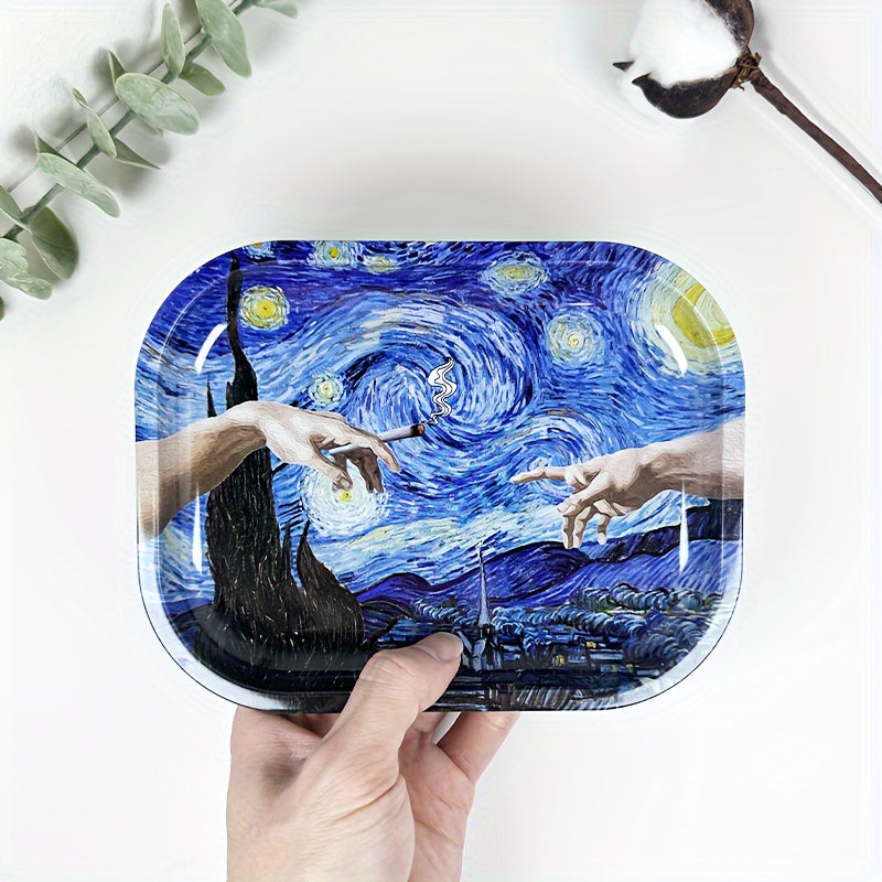 Bandeja Metálica de Noche Estrellada - Decoración de Hogar Duradera y Multiusos para Frutas y Postres, Regalo Perfecto para Navidad o Halloween