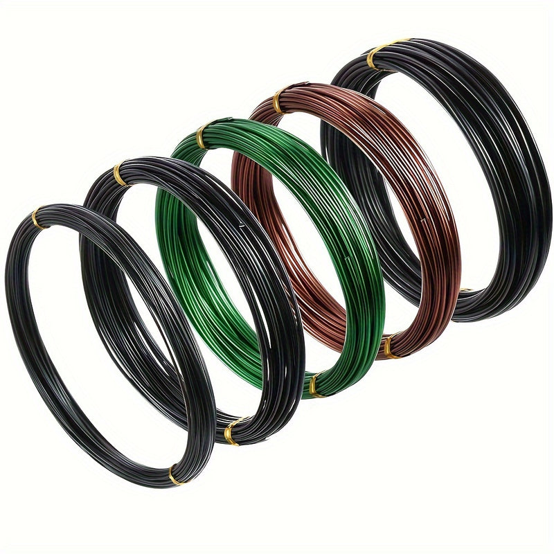 5 rollos de alambre para bonsái y kit de herramientas, incluye 164 pies de alambre para árboles en tamaños de 1mm, 1.5mm y 2mm de aluminio. Ideal para bonsáis de interior