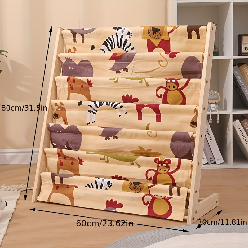 Estante de madera maciza multifuncional - Organizador de almacenamiento de varias capas con soporte de piso, adecuado para libros y suministros de arte, en blanco.