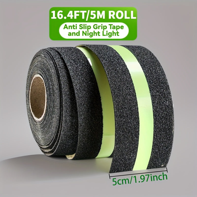 Adhesivo Antideslizante con Fosforescente, Cinta de Tracción para Escaleras y Superficies Resbaladizas - Reduce el Riesgo de Caídas en Interiores o Exteriores, 2 Pulgadas x 16.4 Pies/5cm*5m