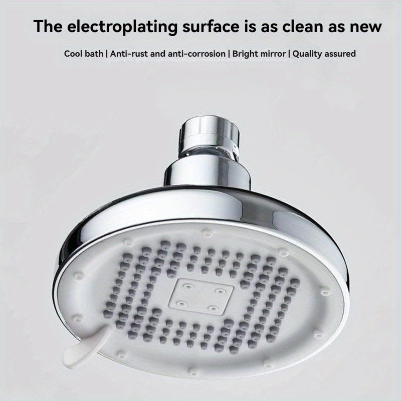 Cabezal de ducha universal de alta presión con acabado pulido - Fuerte chorro, forma redonda, material plástico, no requiere electricidad, instalación de inserción fácil para baños modernos, reemplazo de cabezal de ducha.
