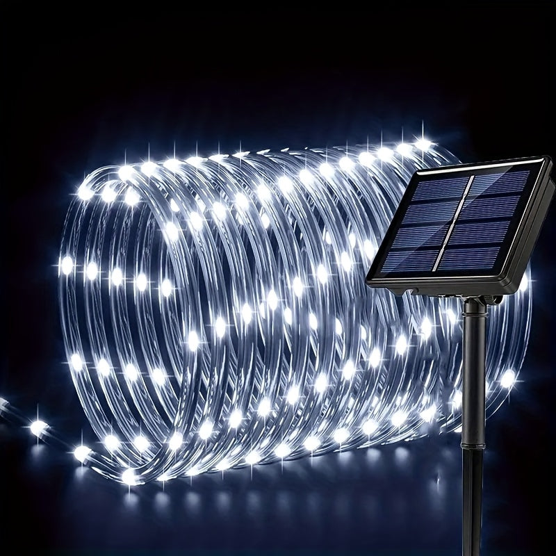 Tira de luces LED solares para exteriores, 8 modos, luces decorativas para jardín, fiestas, Navidad, árbol de Navidad, Halloween, bodas y decoración de patio