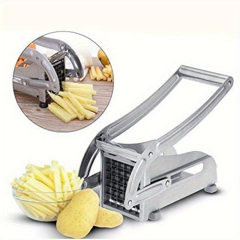 Rebanador Manual de Acero Inoxidable para Papas - Cortadora Multifuncional de Patatas Fritas, Pepinos y Zanahorias con Rejilla Ajustable, Mango Ergonómico para Uso en Cocina, Diseño Resistente, Herramienta Duradera y Fácil de Usar, Ideal para Preparación