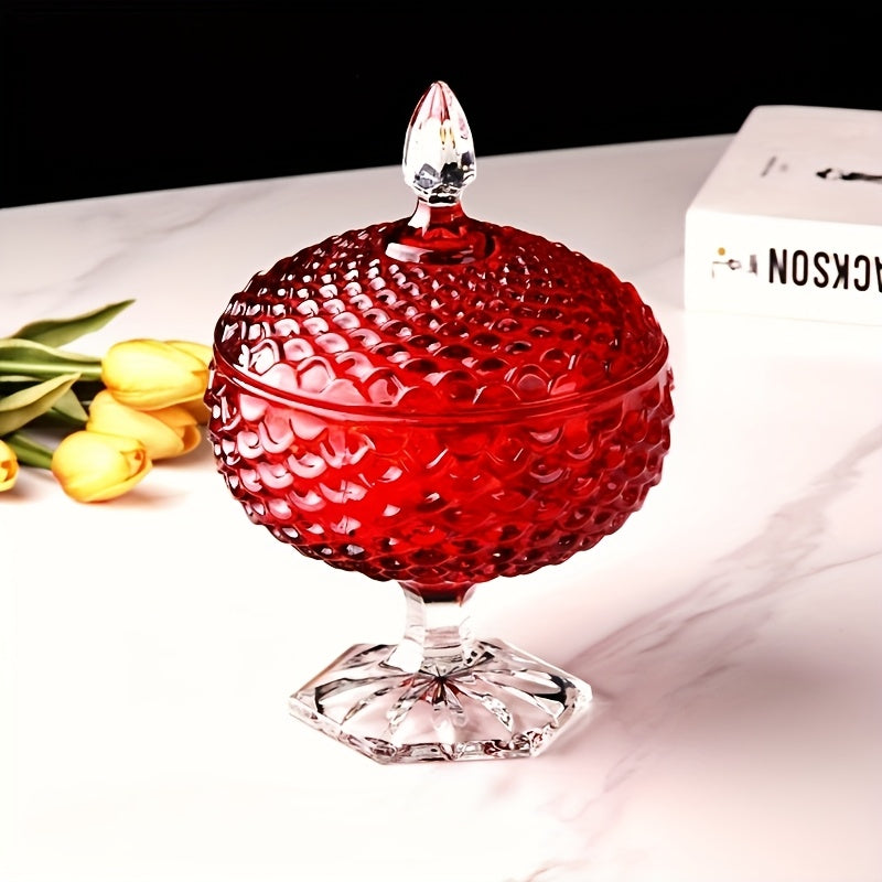 1 Unidad, 6,3 Pulgadas De Diámetro, Jarra De Dulces De Cristal Engrosado Único Con Tapo Que Puede Sellarse Y Almacee, Adecuada Para El Almacenamiento Y Conservación De Dulces. Es También Una Obra De Arte Ideal Y Uno De Los Regalos Exquisitos Para Amigos.