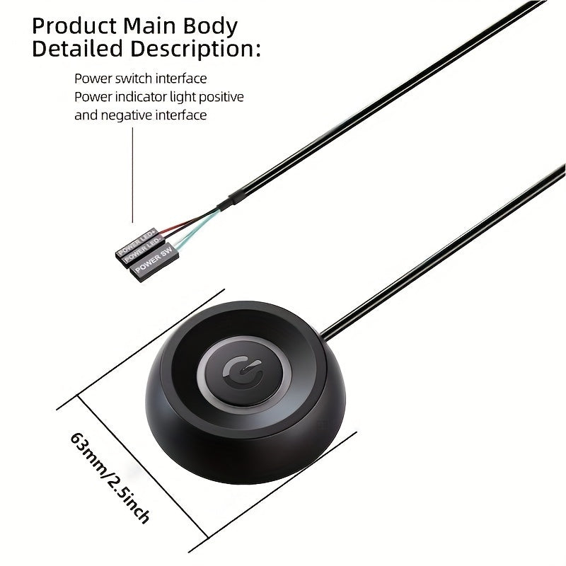 TEUCER X3 luz LED de computadora de escritorio conmutador de alimentación, con cable de 1,8M para extensión de botón de alimentación externa para placa base de PC.
