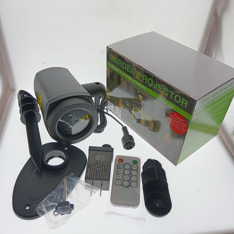Proyector de luz láser de luciérnagas para exteriores, impermeable, lámpara de jardín estrellado con control remoto, acabado de plástico cepillado, montaje semiempotrado, batería de botón no recargable, enchufe de EE. UU., Ideal para Halloween, festivale