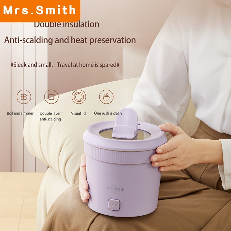 MRSSMITH Sartén eléctrica multifunción de gran calibre de 6.3 pulgadas, olla para freír, hervir y lavar, arrocera eléctrica artesanal para dormitorio con antiadherente de 1L