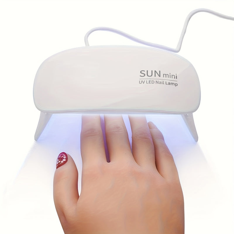 1 pza. lámpara secauñas con 6 lámparas LED, diseño mini mouse rosa, secadora de uñas portátil, alimentación por cable micro USB, para uso en casa, secado de esmalte en gel