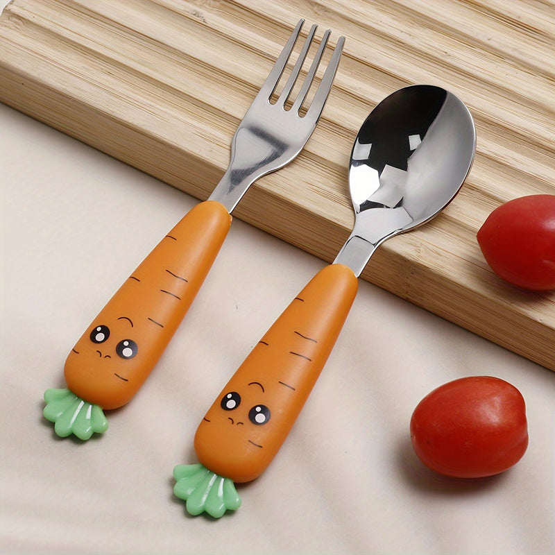 1pz/2pzs, Cubiertos de Zanahoria, Tenedor y Cuchara con Diseño Lindo