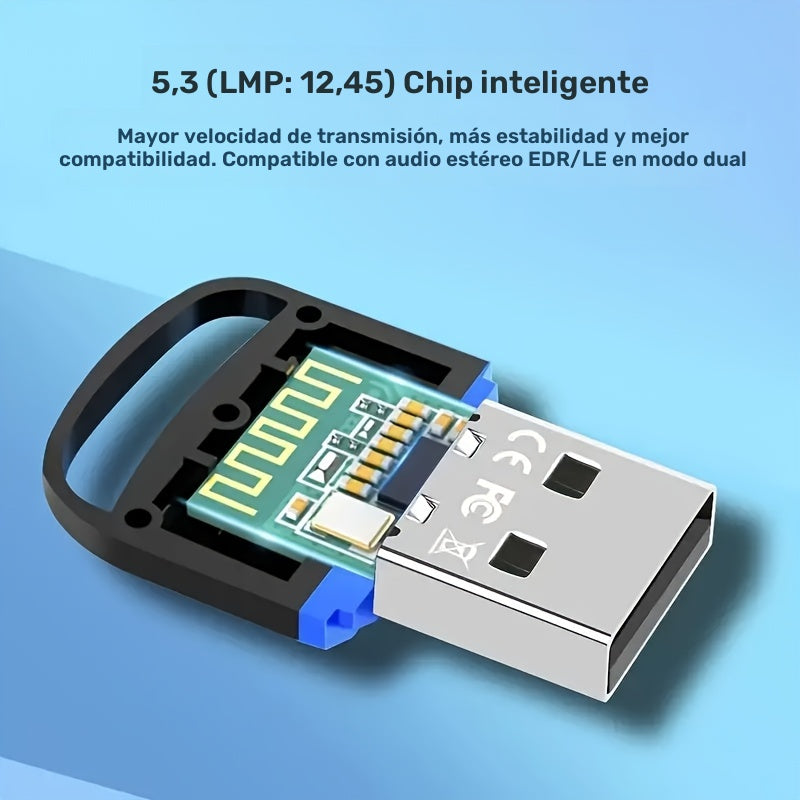 Adaptador de red USB BT5.3, receptor de ultralarga distancia con dongle USB, distancia máxima de 20m/787 pies (distancia abierta), adecuado para computadoras/auriculares/tarjetas de teclado/ratón/altafalantes y otros dispositivos, solo compatible con Win