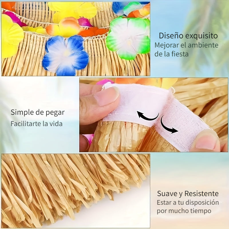 1 unidad de Falda de mesa de fiesta hawaiana para decoración de ambiente al aire libre, adecuada para mesas redondas y también puede usarse como cortina de puerta.