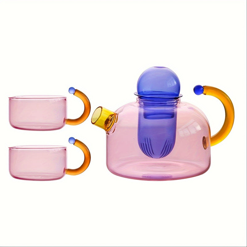 Tetera de vidrio borosilicato resistente a altas temperaturas con diseño geométrico y contraste de colores, apta para microondas, reutilizable, solo lavado a mano, ideal para Halloween, Navidad, Pascua y más