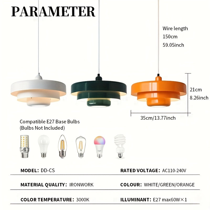 Lámpara Colgante de Mesa para Restaurante Retro Arcoíris Macaron, Luz de Comedor para Cafetería y Bar (Fuente de luz no incluida)