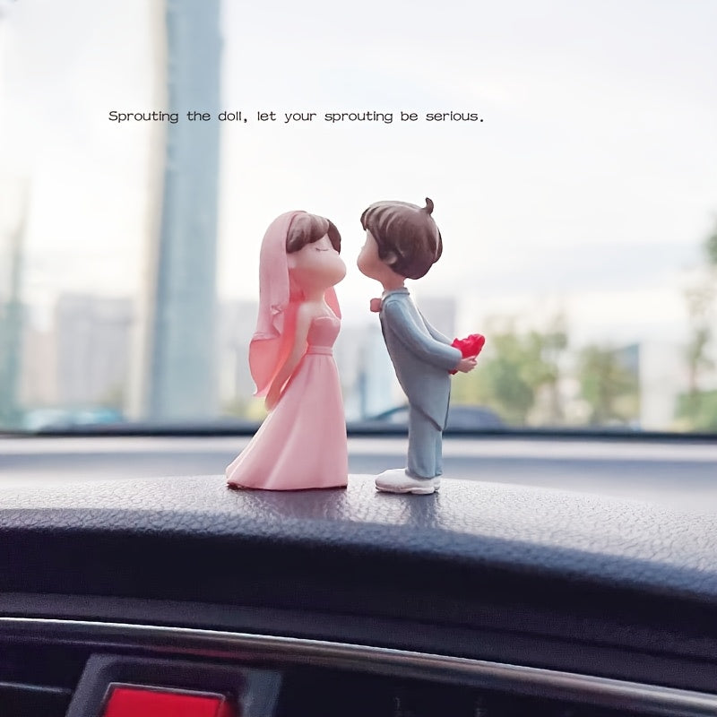 Figuras de Pareja Encantadoras en Resina - Novia y Novio Románticos en Miniatura para el Hogar, Oficina o Espacios Exteriores, Ideales para Regalos Temáticos de Boda, Decoración Interior | Diseño Elegante | Artesanía Detallada, Decoraciones Nupciales