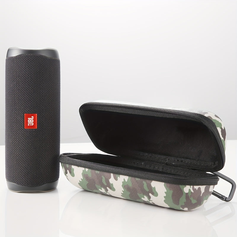 Estuche para altavoz Flip 3/4/5/6, resistente al agua, de EVA, portátil, con cierre de cremallera seguro y asa, imitación cuero, fácil de limpiar, negro (solo estuche)