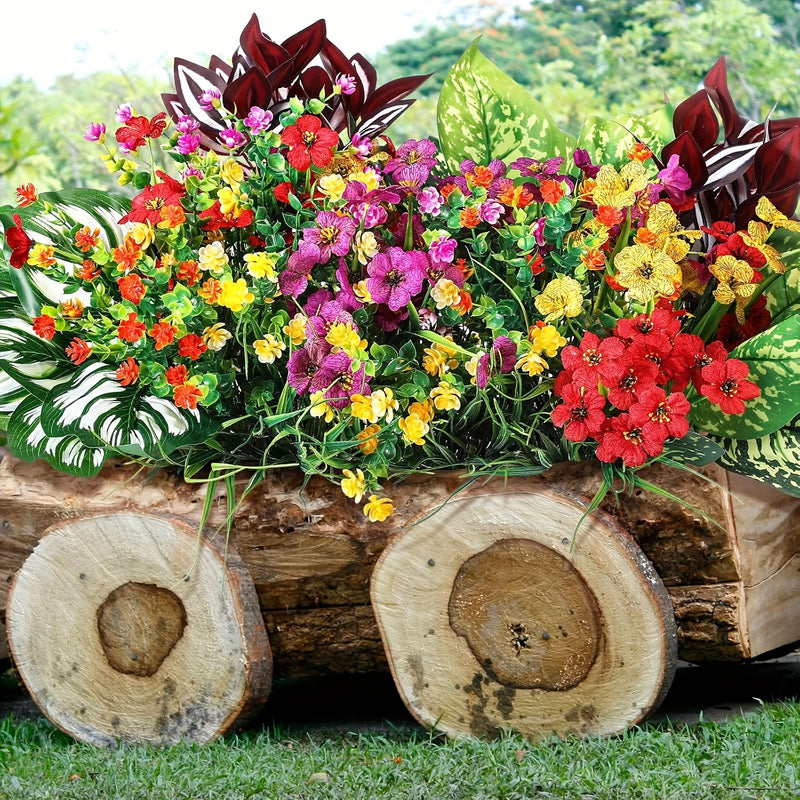 24 piezas de Planta Falsa de Boj con Resistencia al UV para Exteriores, Plantas Colgantes de Plástico Verde para Interior/Exterior, Decoración de Jardín y Ventana en Casa Estilo Granja