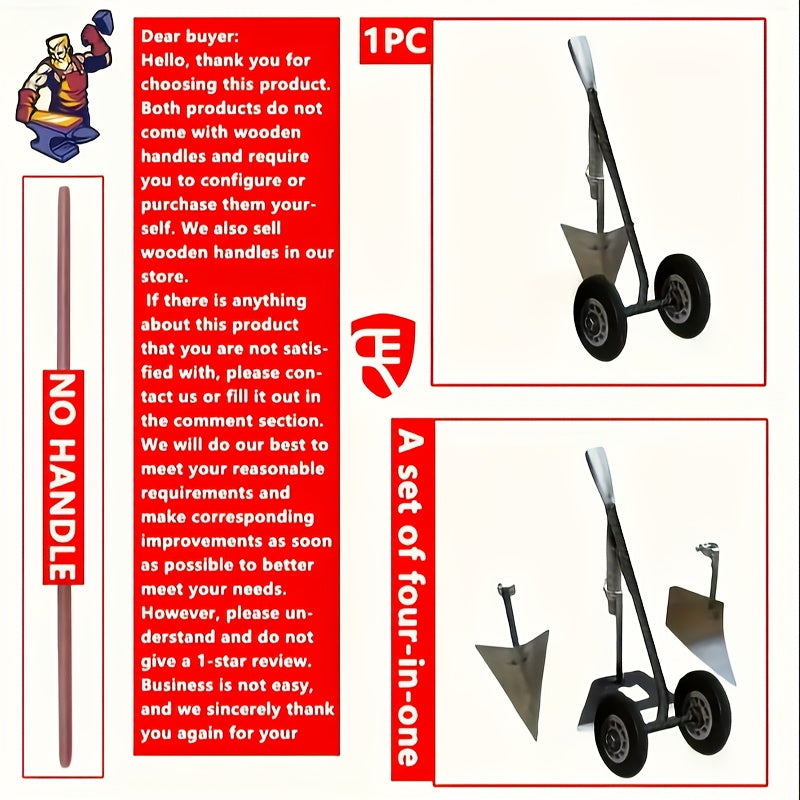 All-Season Heavy-Duty 3-in-1 Gardening Tool (Plowing, Weeding & Loosening) - Ergonomic Rustproof Metal Wheel Design for Small Farms/Lawns/Gardens - Perfect Father's Day/Birthday Gift, Gardening Accessories, Lawn Maintenance, Sturdy Construction, Robust C