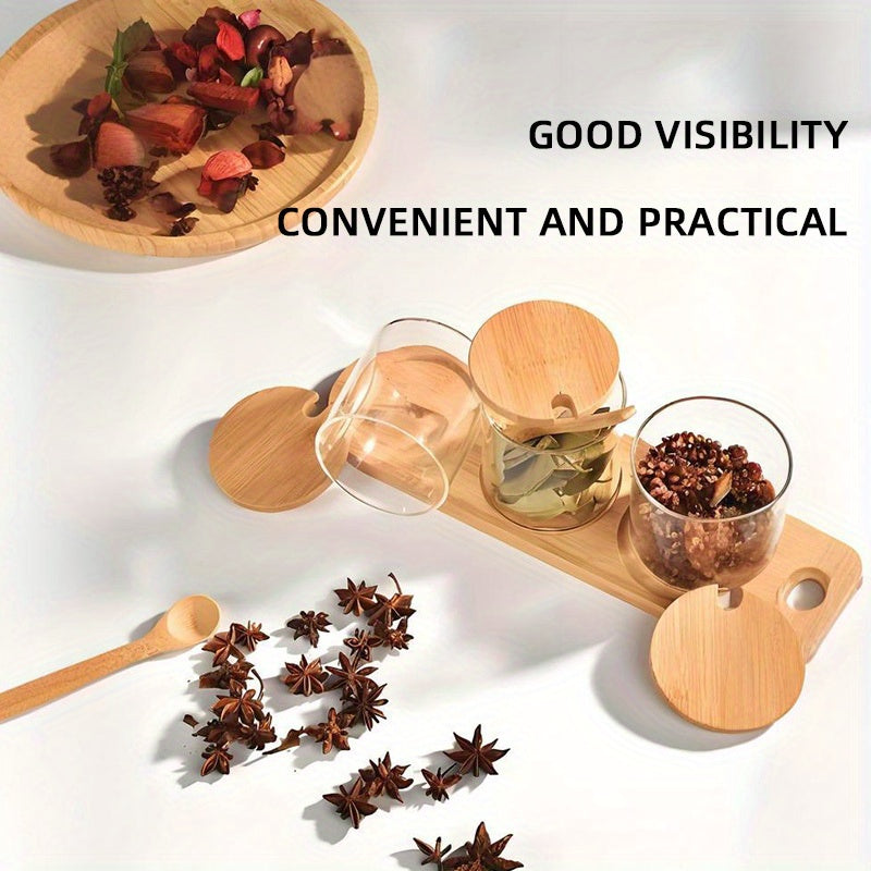 Tarro de Condimentos Transparente con Cuchara, Envase Hermético para Especias y Salsas en Vidrio Borosilicato, Almacenamiento Hogareño a Prueba de Humedad
