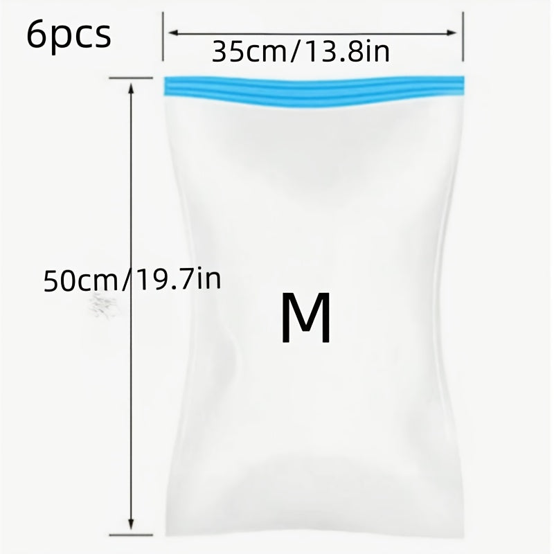6pcs-Bolsas de Compresión Sin Bomba - Bolsas Ahorradoras de Espacio - No Necesita Vacío ni Bomba para Viajar - Ayudante de Almacenamiento Ahorra Espacio, Haz que Tu Viaje Sea Conveniente, Almacenamiento de Calcetines y Ropa para Viajar y en Casa