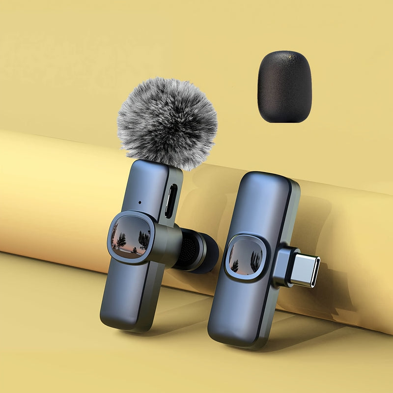1pc Micrófono inalámbrico Lavalier, USB Type C omnidireccional con clip, grabación de un toque, carga USB, batería recargable de polímero de litio, para streaming y grabación - Inalámbrico, ≤36V