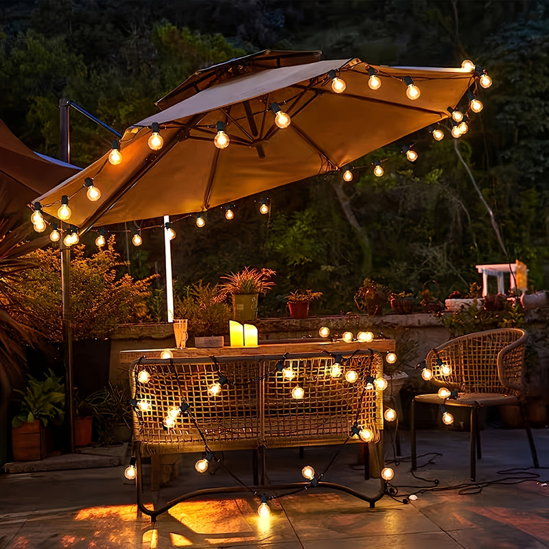 100ft/50ft/25ft/13ft Bombilla Esférica LED G40, Luces de Cadena para Patio Exterior, con 48/24/12/6 (1/2 Bombillas de Repuesto Gratis, Enchufe US), Conectables, Bombilla Edison Irrompible para Patio Exterior, Luces Colgantes para Biergarten en el Patio T