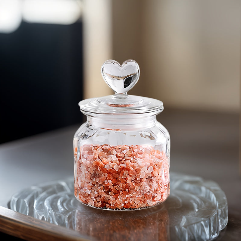 Tarros de Almacenamiento de Comida de Vidrio con Tapa en Forma de Corazón de 22oz/32oz - Elegantes y Herméticos, Contenedores para Cereales, Tarro para Galletas e Ideales para Tu Cocina