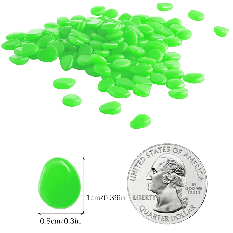 999 piezas de piedras de jardín de plástico que brillan en la oscuridad para patio y caminos decorativos, piedra decorativa de acuario que brilla (0,76 cm-0,99 cm)