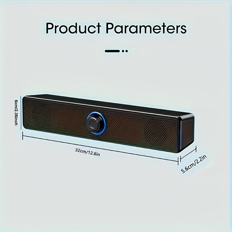 Barra de sonido portátil HIFI para cine en casa, altavoz con cable, subwoofer USB con graves estéreo, compatible con computadora, TV y teléfono