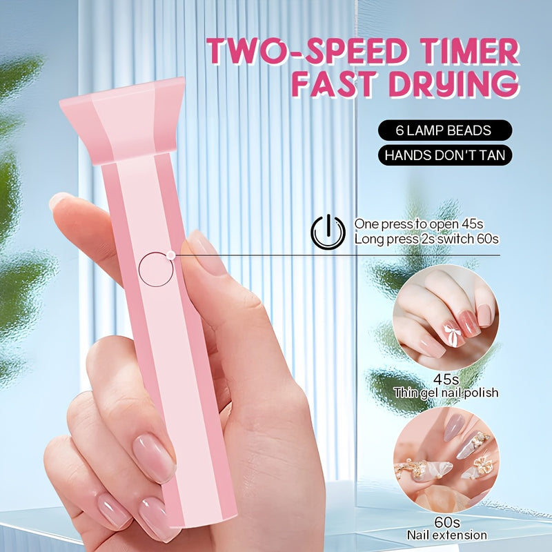 Lámpara de uñas LED portátil miniatura, lámpara de curado de esmalte de uñas USB recargable, máquina de manicura rápida, herramienta de arte de uñas
