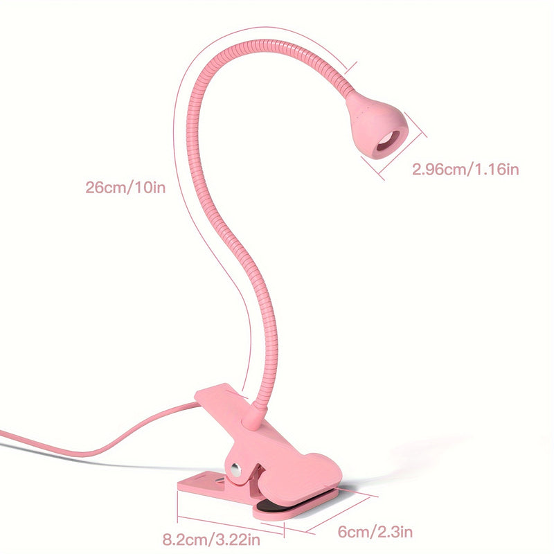 Secador de uñas con alimentación USB, flexible y con cuello de ganso, lámpara de gel polish con clip, 395Nm de longitud de onda, herramienta de secado rápido para manicura, plástico, sin fragancia, no requiere batería.